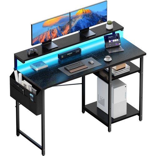 Computer desk with - computer, lights