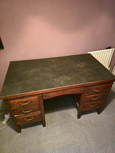 Vintage 1920s dark - wood, desk