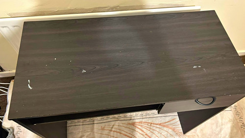 Black wood computer desk - computer,