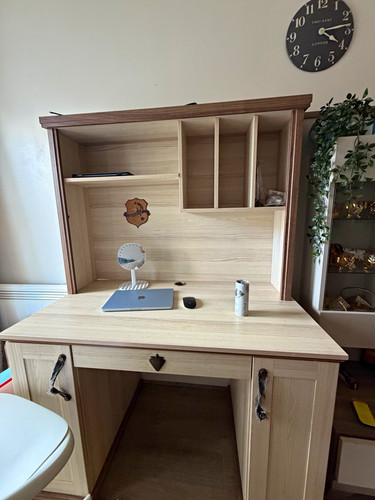 Light wood computer desk - computer,